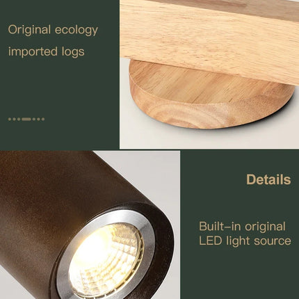 Grain de bois Led lustres avec projecteur pour salon chambre plafonniers éclairage décor noir Lustre cuisine luminaire