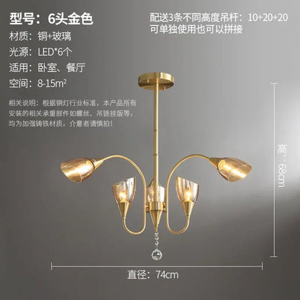 Lustre moderne en cristal et cuivre pour éclairage intérieur — LZ4X9M