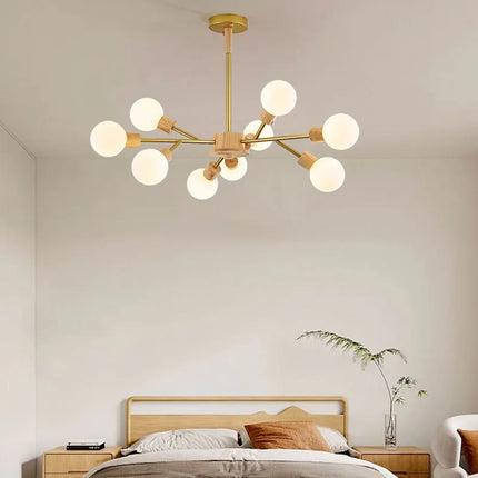 Lustre LED en bois style nordique pour décoration intérieure moderne — LZ4XJ9
