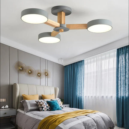 Suspension en bois moderne à 3, 6 ou 8 lumières LED pour salon et chambre — LZ4D9X