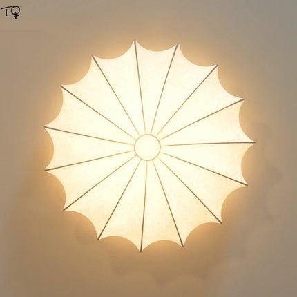 Plafonnier LED zen style japonais coréen en tissu soie chaud — LZ4X9M