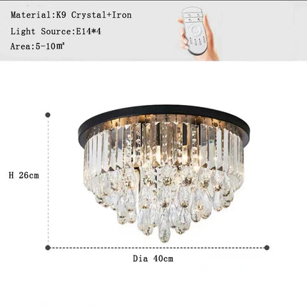 Lustre LED dimmable en cristal style vintage luxueux — LZ4X9T2