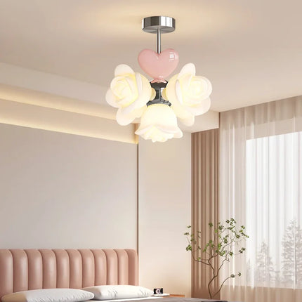 Lustre LED à fleurs roses pour chambre enfant ambiance romantique — LZ4X9P2
