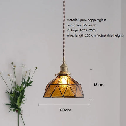 Suspension vintage en laiton et verre style nordique — LZ7D4Q