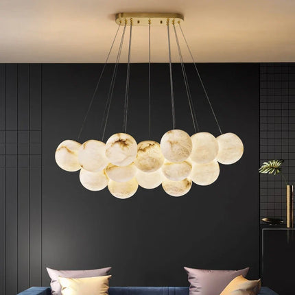 Lustre à bulles en marbre noir et or pour intérieur moderne — LZ4X9T