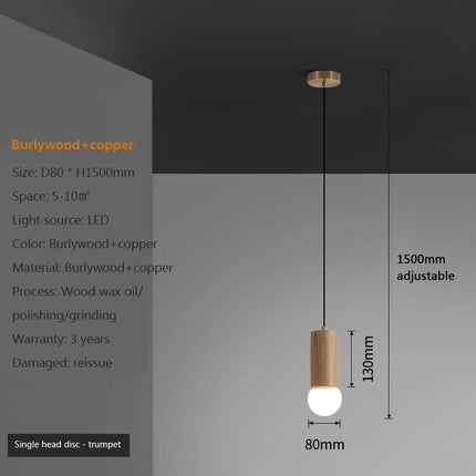 Suspension lustre à barre style chinois en noyer — LZ4R9XQ