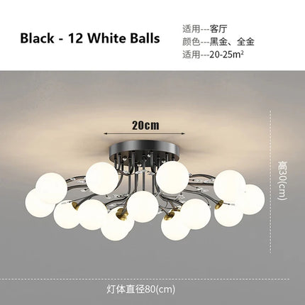 Lustre en verre noir et or avec cristal décoratif étoile — LZ4X9T