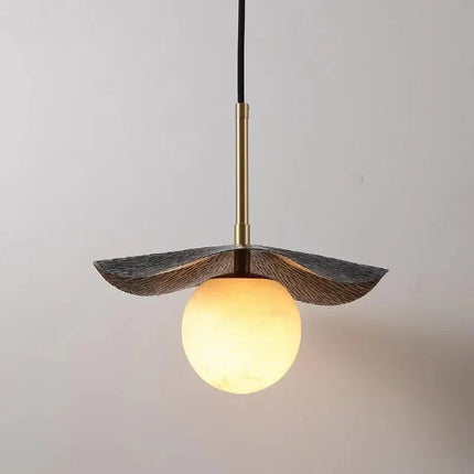 Lustre en cuivre avec boule en marbre naturel — LZ4X9P2Q