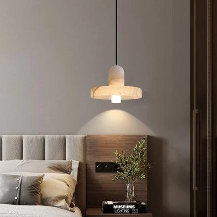 Lustre en marbre espagnol avec structure en cuivre pour restaurant et B&B — LZ4X9T