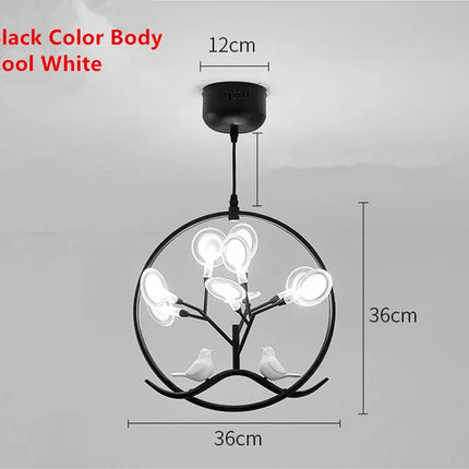 Lustre suspension cage à oiseaux design nordique branche d'arbre — LZ4M9Q1