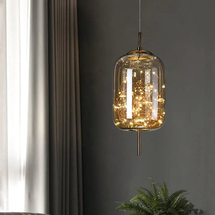 Lustre de chevet rouge en filet style nordique pour fille — LZ4X9M