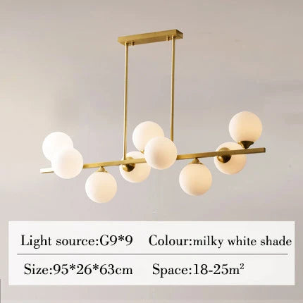 Lustre suspension en cuivre avec globe en verre pour intérieur — LZ4X9P2