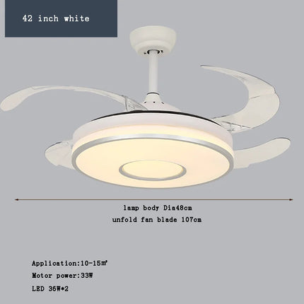 Plafonnier LED intelligent à pales rétractables au design moderne — LZ4X9T