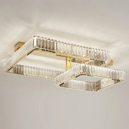 Plafonnier LED moderne à intensité variable avec lustre cristal pour salon et chambre — LZ4X9P2
