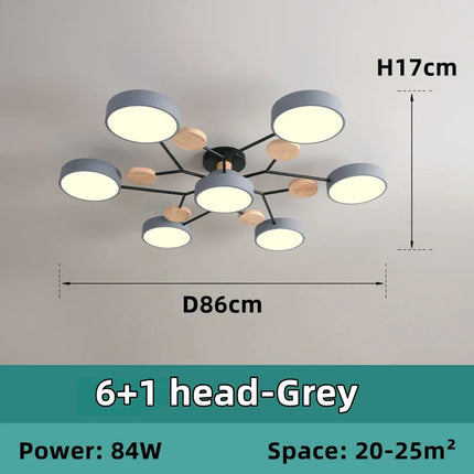 Lustre LED en bois style nordique pour plusieurs pièces — LZ4X9T