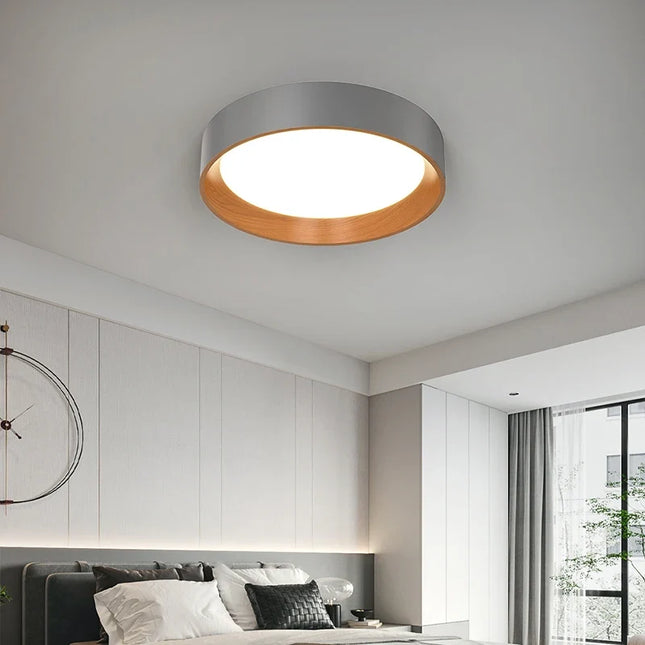 Plafonnier LED nordique minimaliste effet grain de bois — LZ4M9Q2F