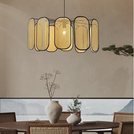 Plafonnier rotin style chinois décoratif pour restaurant — LZ4X9P2