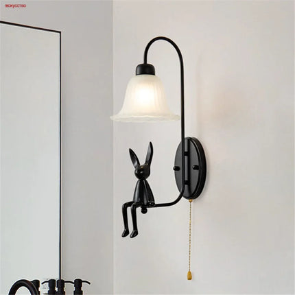 Applique murale rétro en verre noir avec interrupteur à tirette — LZ4Q7M9