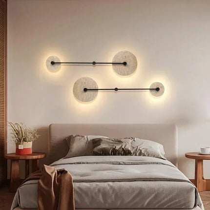 Applique murale japonaise en travertin jaune avec éclairage LED pour décoration hôtel — LZ4X9T1