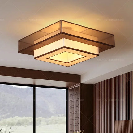 Plafonnier décoratif en tissu style rétro chinois japonais wabi-sabi — LZ4P9XQ