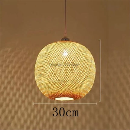 Lustre suspension LED nordique en bambou tissé à la main — LZ4XJ9