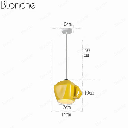 Suspension décorative en céramique avec motif tasse de thé et théière — LZ4P9XJ2