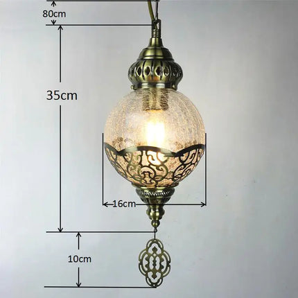 Suspension vintage bohème en verre craquelé fait main — LZ4X9T2