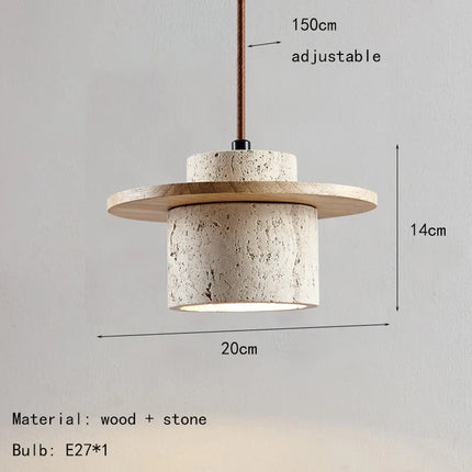 Suspension en pierre et bois à cordon réglable pour restaurant — LZ4X9TQ