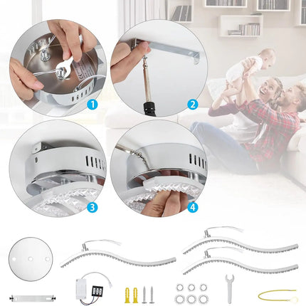 Plafonnier LED incurvé métal avec trois ampoules et diffuseurs acryliques — LZ4X9P
