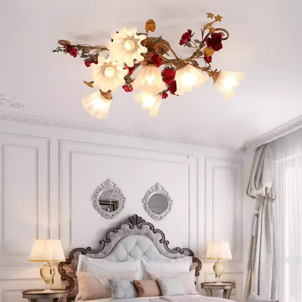 Lustre LED rétro romantique à fleurs pour éclairage chaud — LZ4X9M