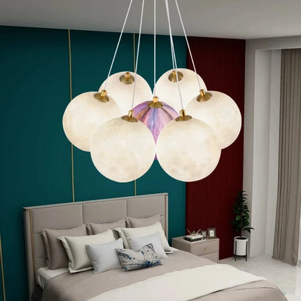 Lustre suspension boule en verre imprimé 3D planète lune — LZ4X9P