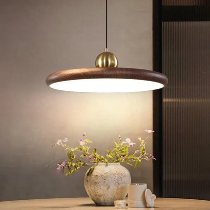 Lustre suspension en fer effet grain de bois avec variateur — LZ4P9XQ