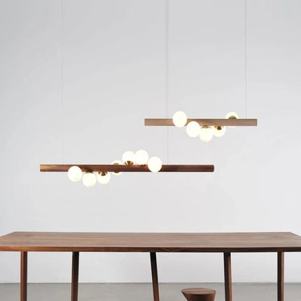 Lustre moderne en bois de noyer et verre pour intérieur élégant — LZ4X9T2