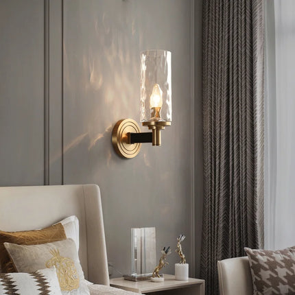 Applique murale rétro en cuivre avec verre ondulé décoratif — LZ4T9XQ