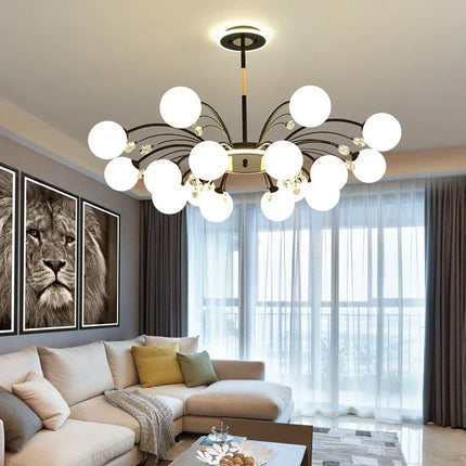 Lustre moderne en verre avec cristaux lumineux pour éclairage élégant — LZ4X9P