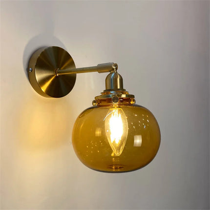 Applique murale rétro en laiton et verre au design élégant — LZ4X9P