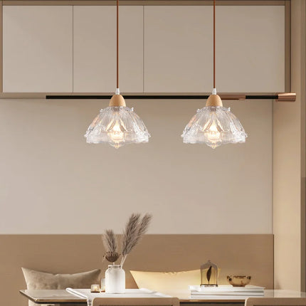 Lustre suspendu moderne en bois et verre style nordique LED — LZ4X9Q