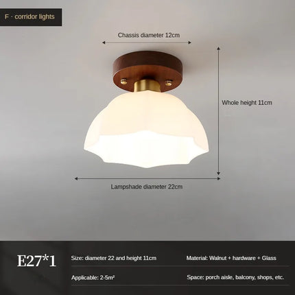 Plafonnier vintage en verre et noyer pour éclairage intérieur — LZ4D7XQ