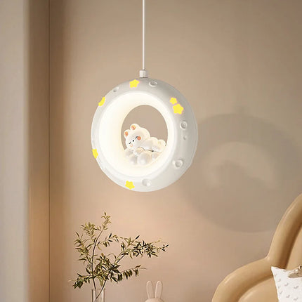 Suspension enfant en résine avec motifs ours et lapin — LZ4F9X2