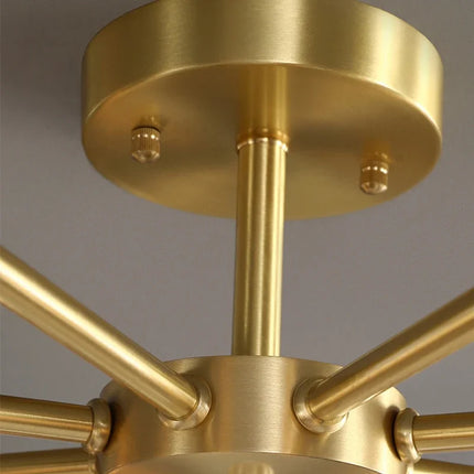 Lustre rétro en verre à multiples têtes finition cuivre — LZ4X9P2