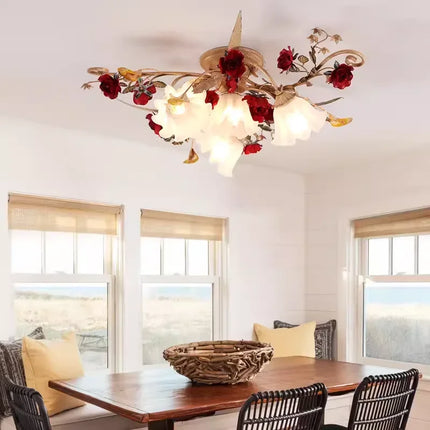 Lustre LED rétro romantique à fleurs pour éclairage chaud — LZ4X9M