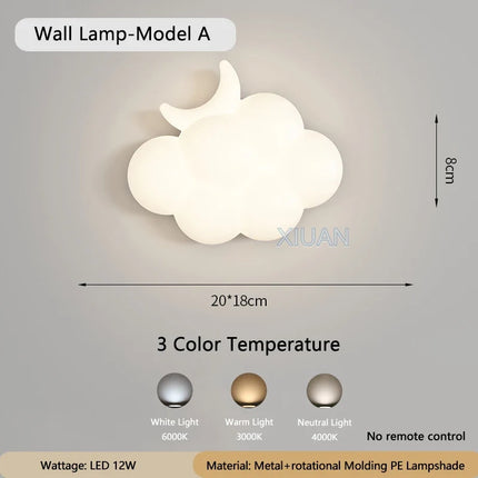 applique murale moderne en forme de nuage blanc pour intérieur