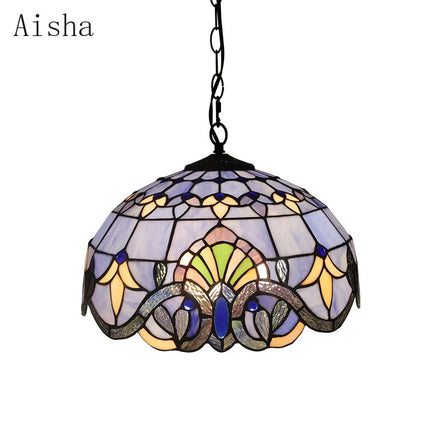 Suspension en verre fait main style nordique motif paon — LZ4X9T2