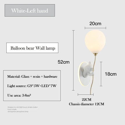 Applique murale LED ours doré en verre pour chambre enfant — LZ4X9T1