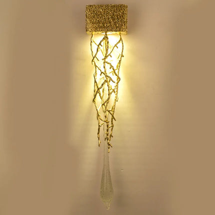 Applique murale LED postmoderne en cuivre et cristal pour escalier et salon — LZ4QJ7M