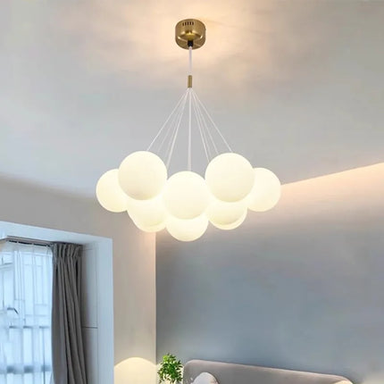 Lustre suspension moderne à boules blanches LED pour salon et salle à manger — LZ4X9Q