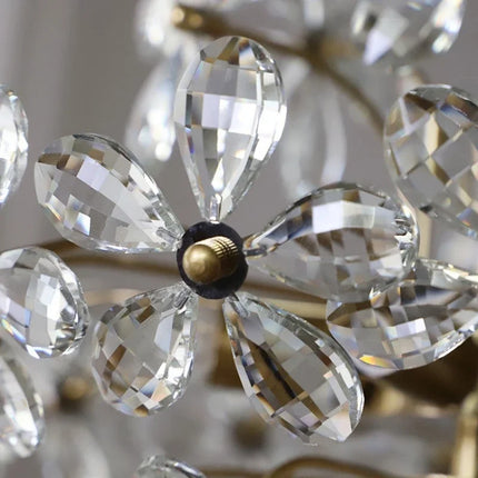 Lustre français en cristal fleur rétro LED de luxe — LZ4X9P