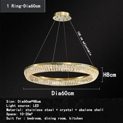 Lustre intérieur en cristal et cuivre à trois couches — LZ4X9P2