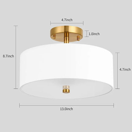 Lustre américain simple à abat-jour circulaire en tissu — LZ4P9D7