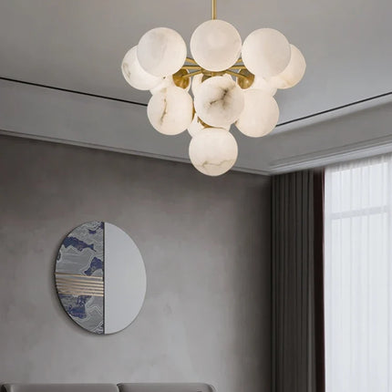Lustre rond en cuivre minimaliste avec marbre — LZ4X9P2